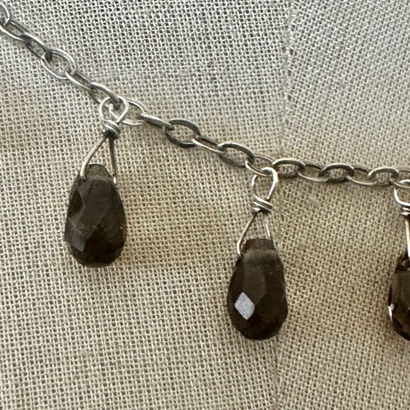 Vintage Silpada Sterling Silver Smoky Quartz Drop Necklace - Picture 2 of 11